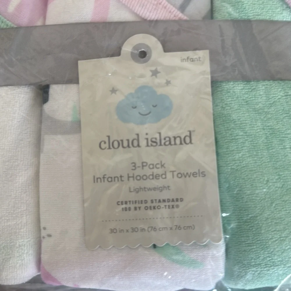 New! Baby Girls 3pk Dinosaur Hooded Bath Towel Set - Cloud IslandT™